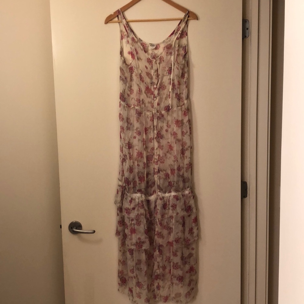Free people cream and pink maxi dress